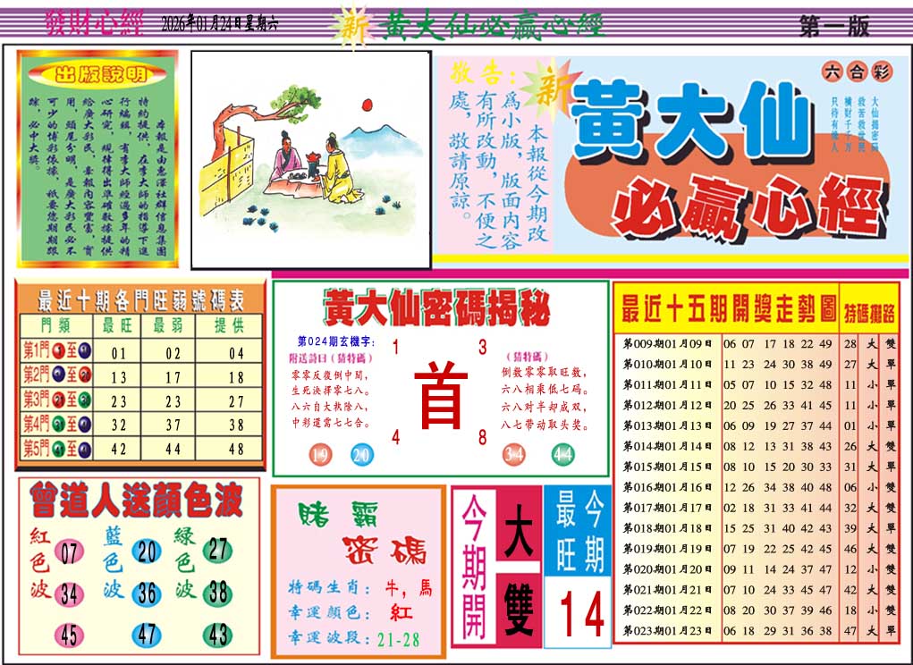 024期黄大仙必赢心经A[图]