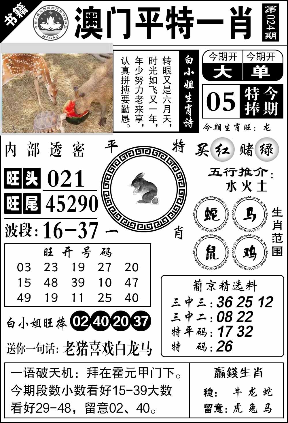 024期澳门内部透密[图]