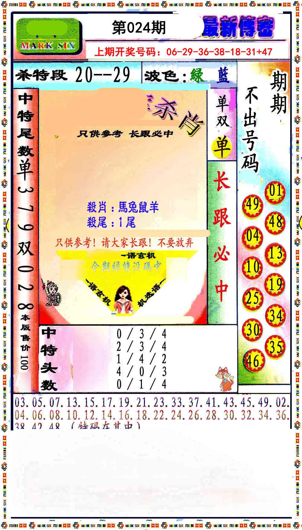 024期最新传密绝杀6肖[图]