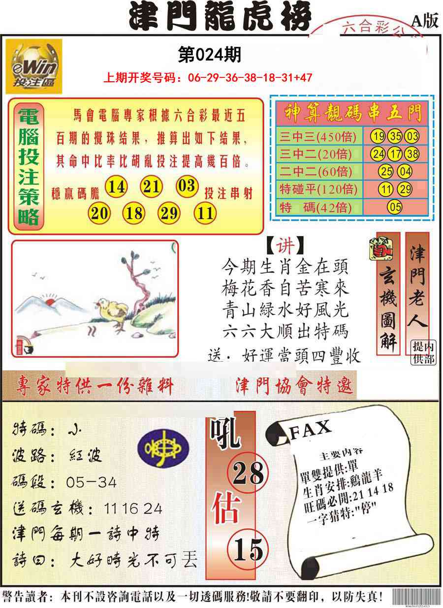 024期津门龙虎榜A[图]