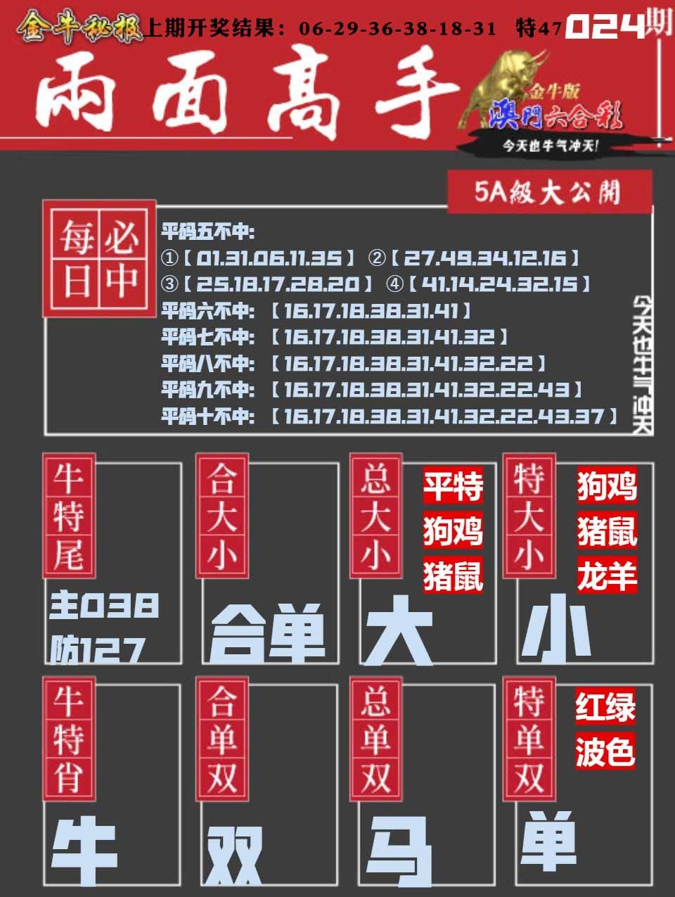 024期金牛两面高手[图]