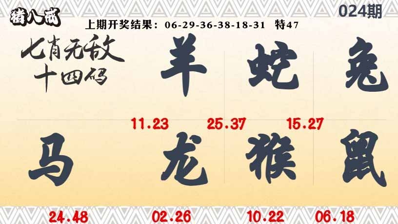 024期七肖无敌14码[图]