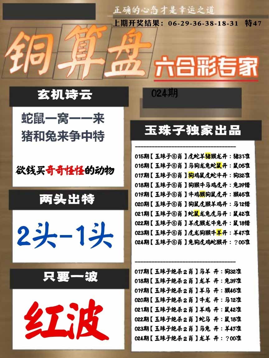 024期白小姐心水[图]